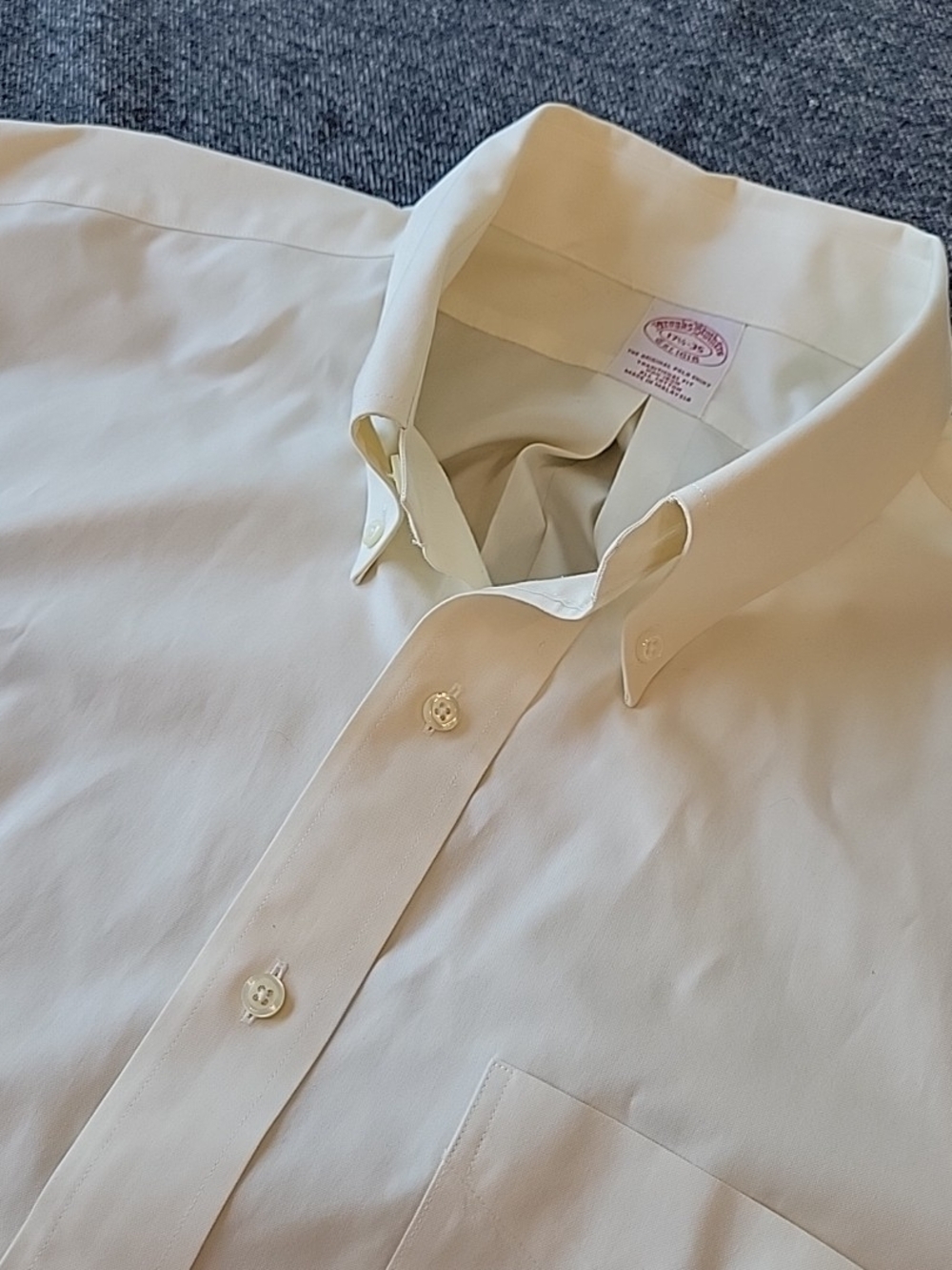 Brooks Brothers Dress Shirt Men's 17.5 35 White Ivory Non Iron Button Down OCBD